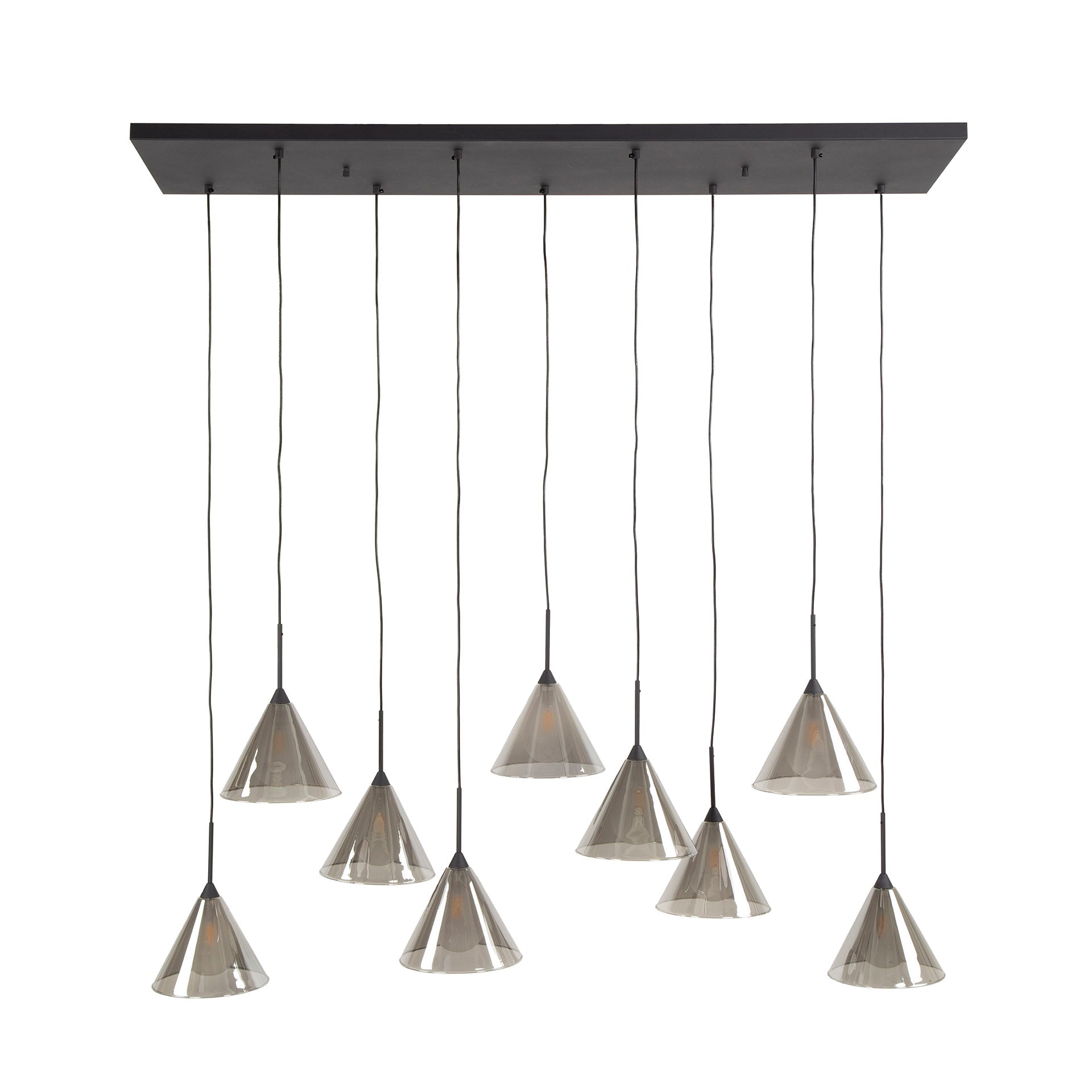 Hanglamp Conic | 5+4-Lichts | Smoke Grey Glas