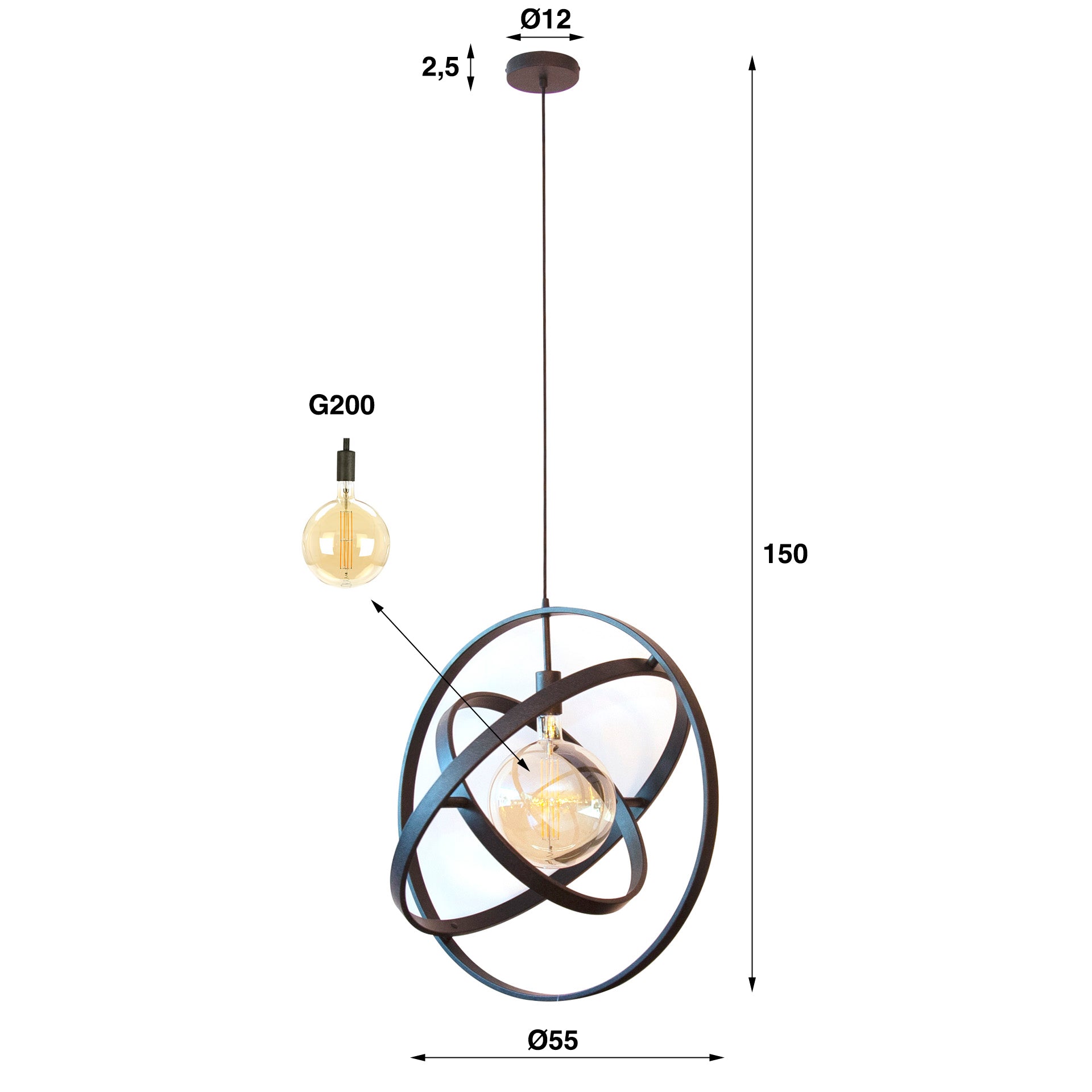 Hanglamp Galaxy | 1-Lichts | Artic zwart