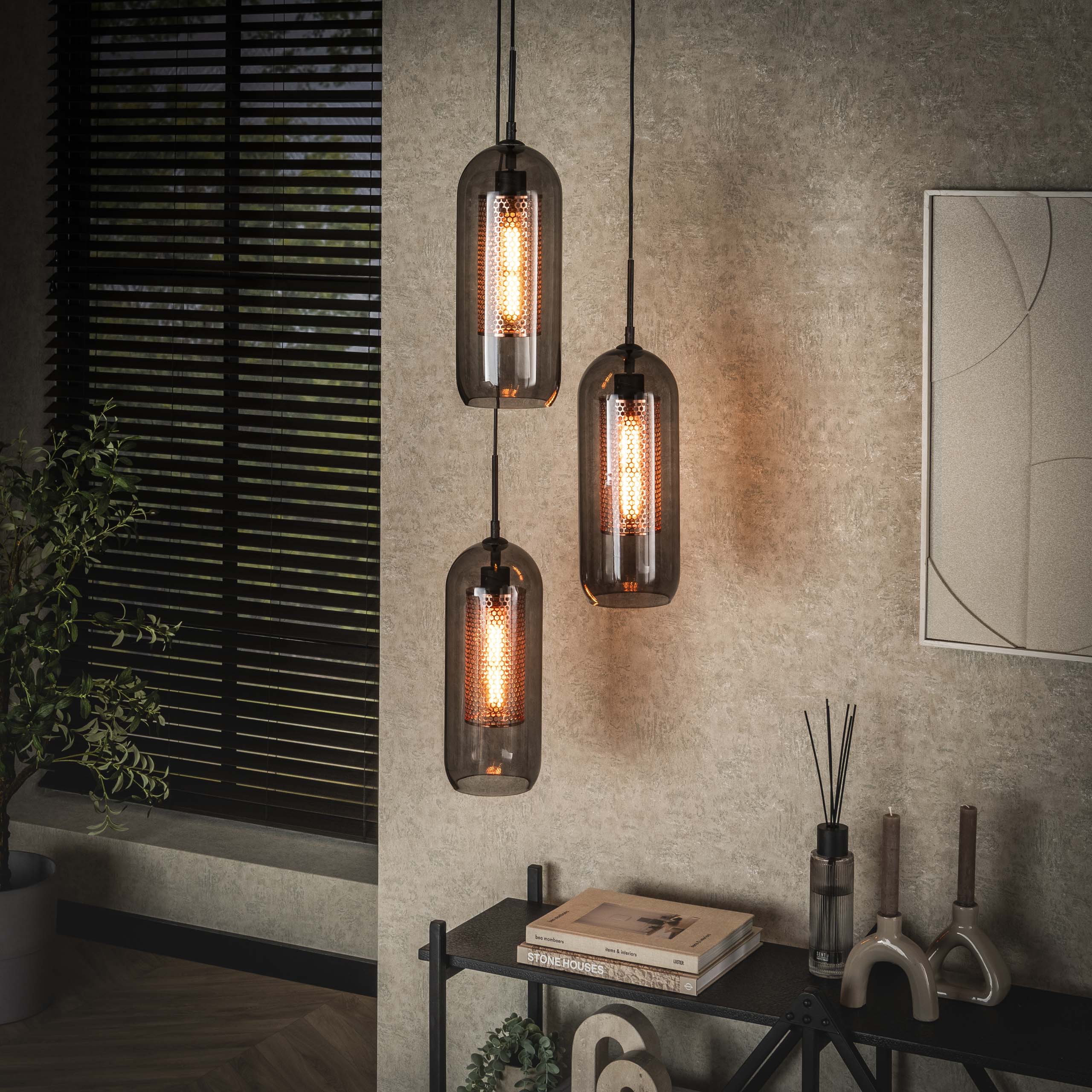Hanglamp Smoke Mesh | 3-Lichts | Artic zwart