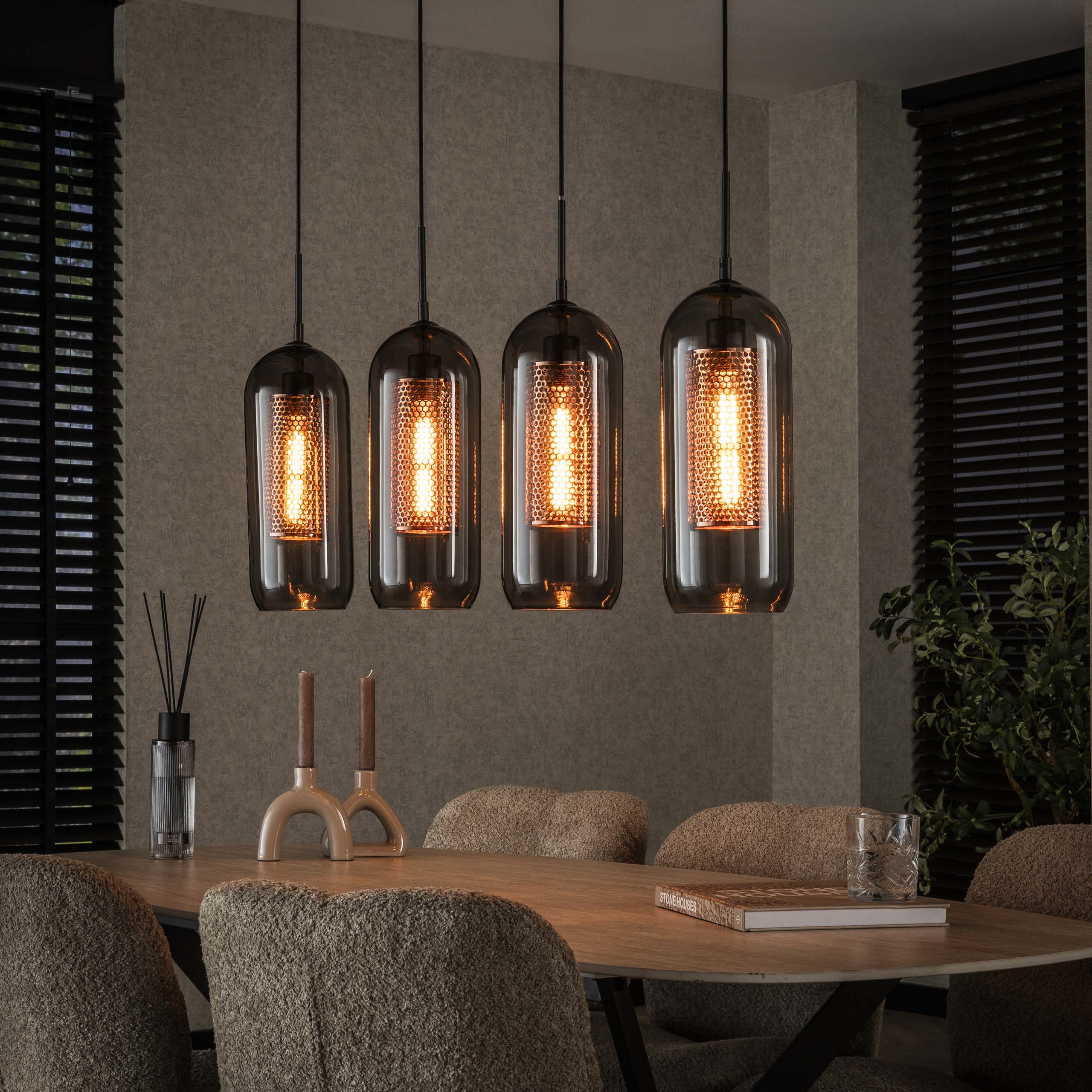 Hanglamp Smoke Mesh | 4-Lichts | Artic zwart