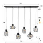 Hanglamp Mix Metal | 3+3-Lichts | Charcoal