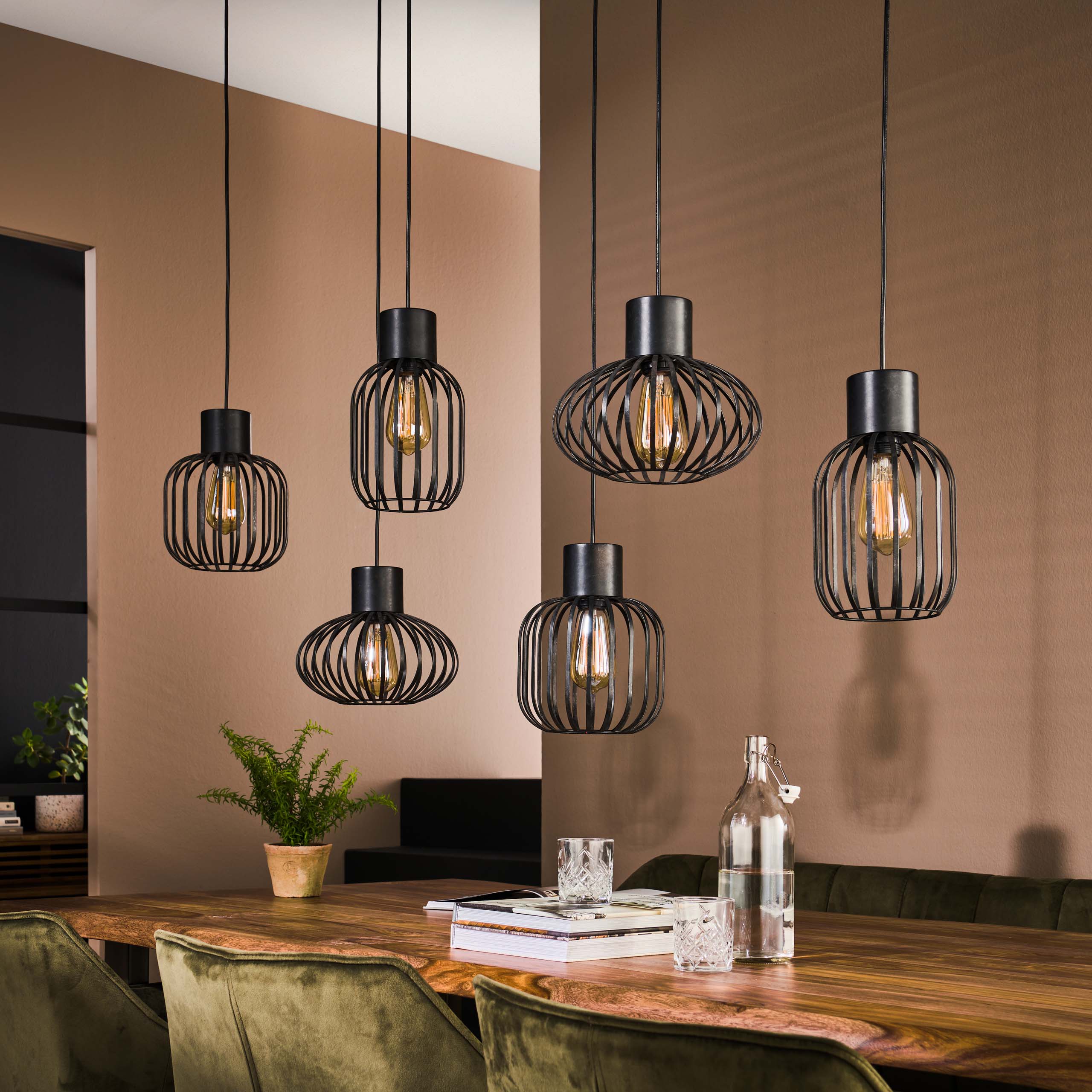 Hanglamp Mix Metal | 3+3-Lichts | Charcoal