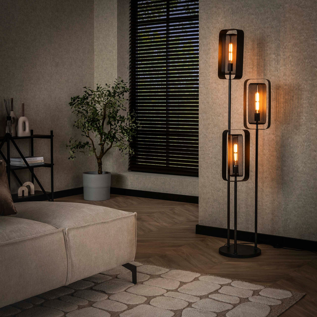 Vloerlamp Mesh Rotate | 3-Lichts | Artic zwart