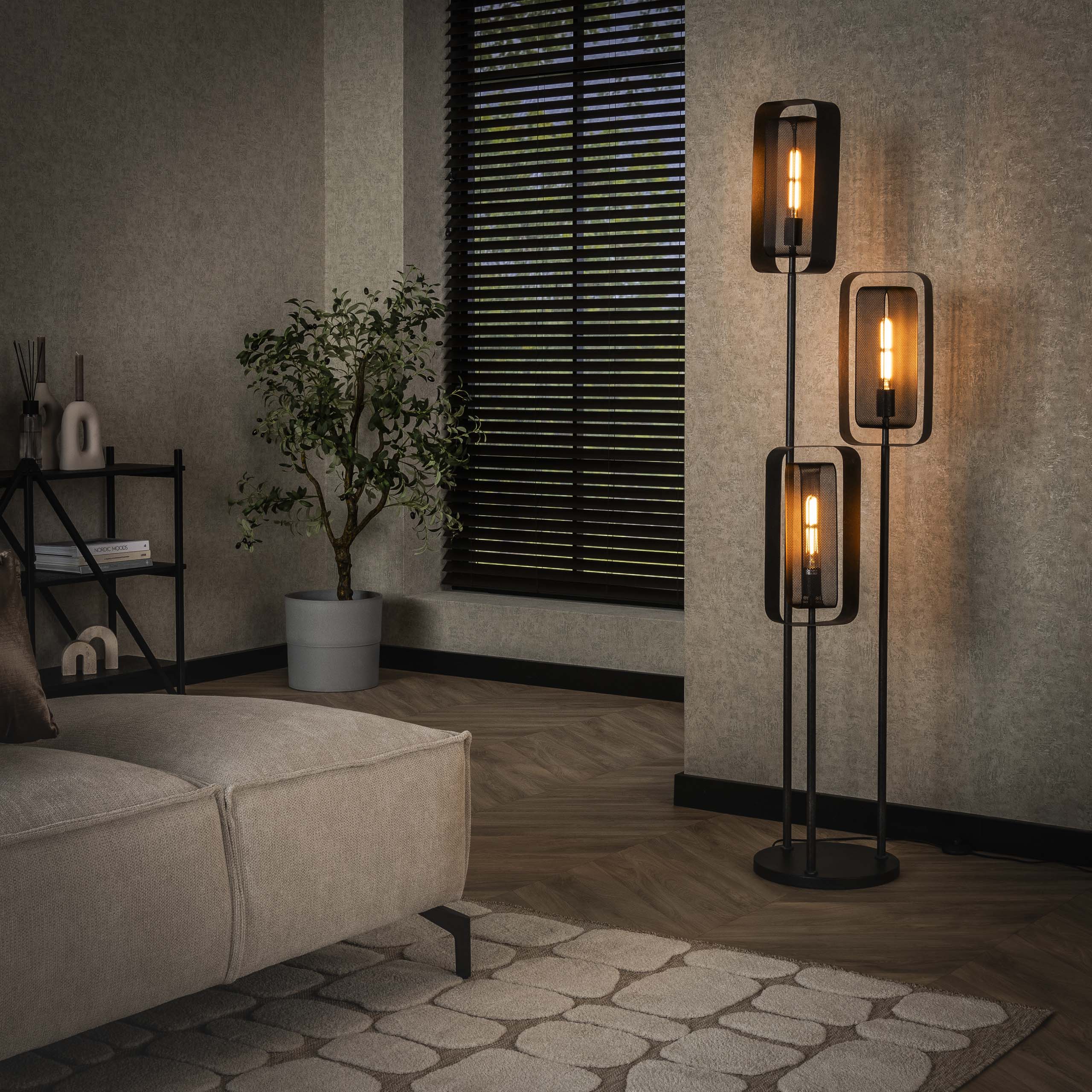 Vloerlamp Mesh Rotate | 3-Lichts | Artic zwart