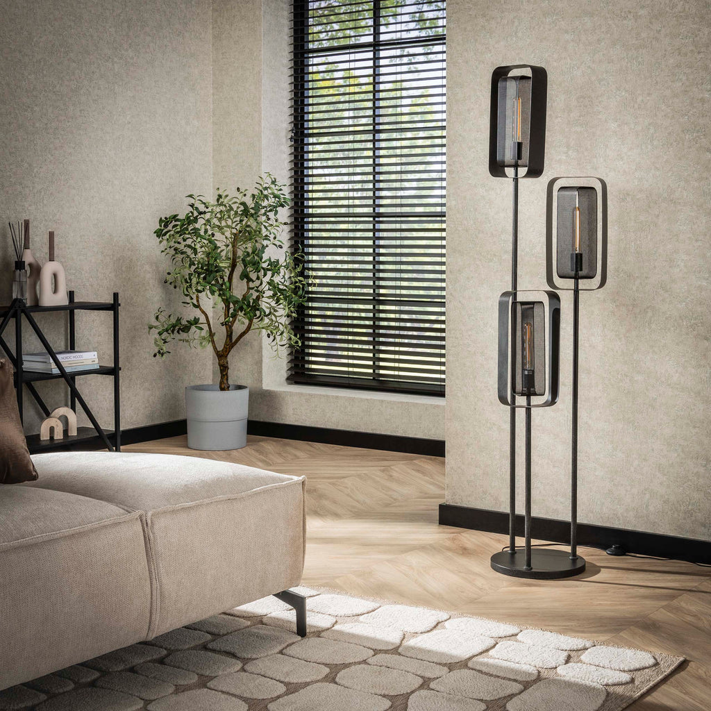 Vloerlamp Mesh Rotate | 3-Lichts | Artic zwart