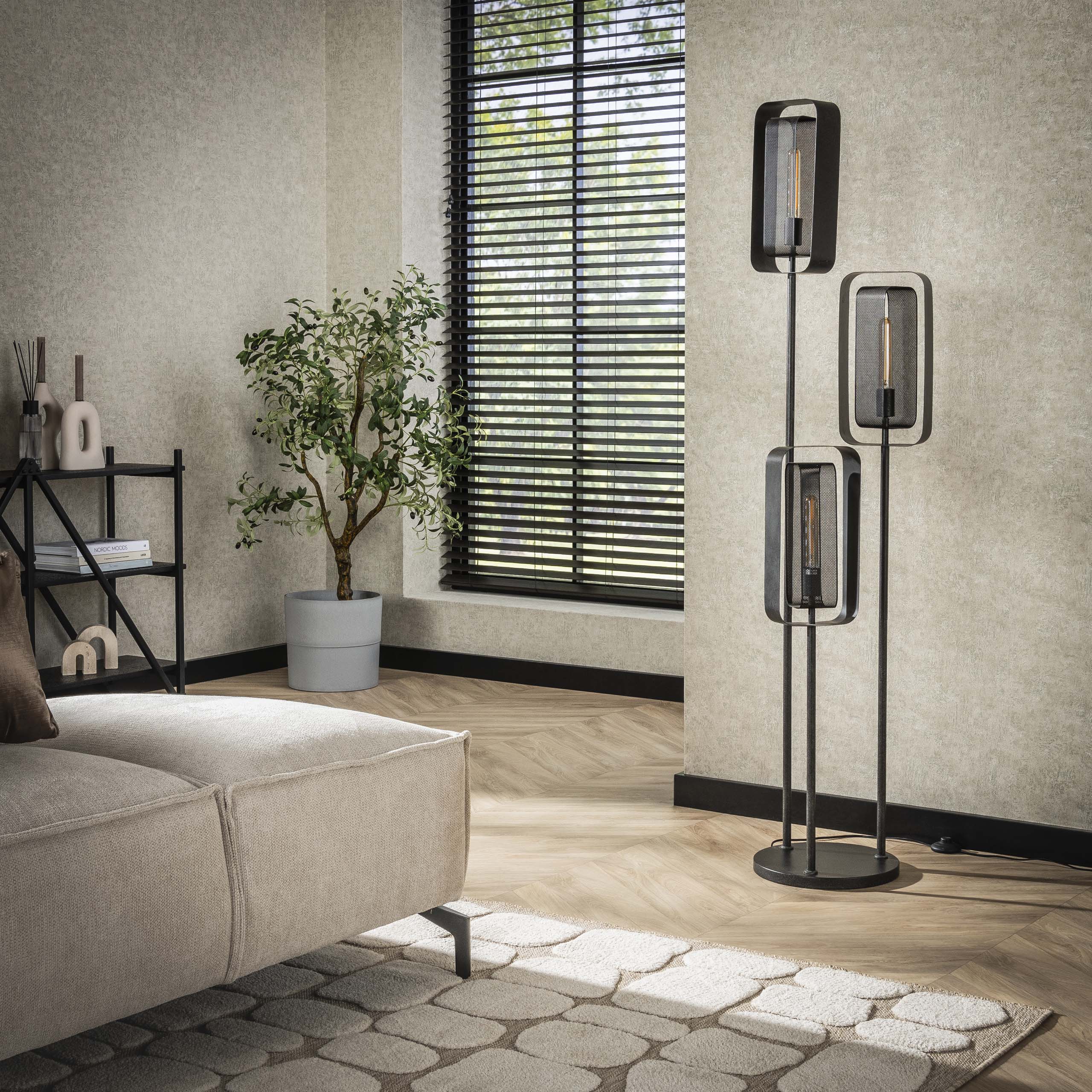 Vloerlamp Mesh Rotate | 3-Lichts | Artic zwart