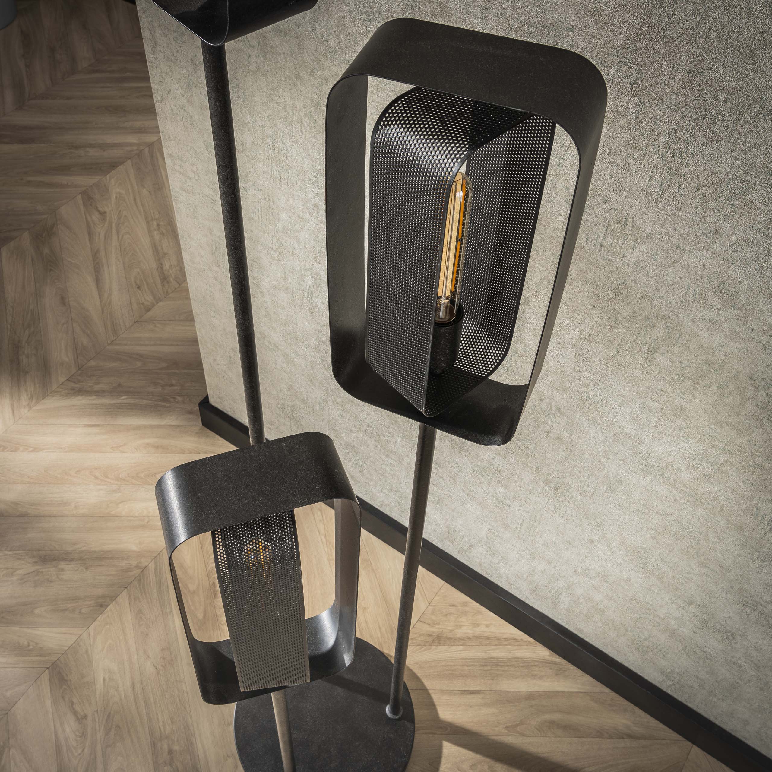 Vloerlamp Mesh Rotate | 3-Lichts | Artic zwart