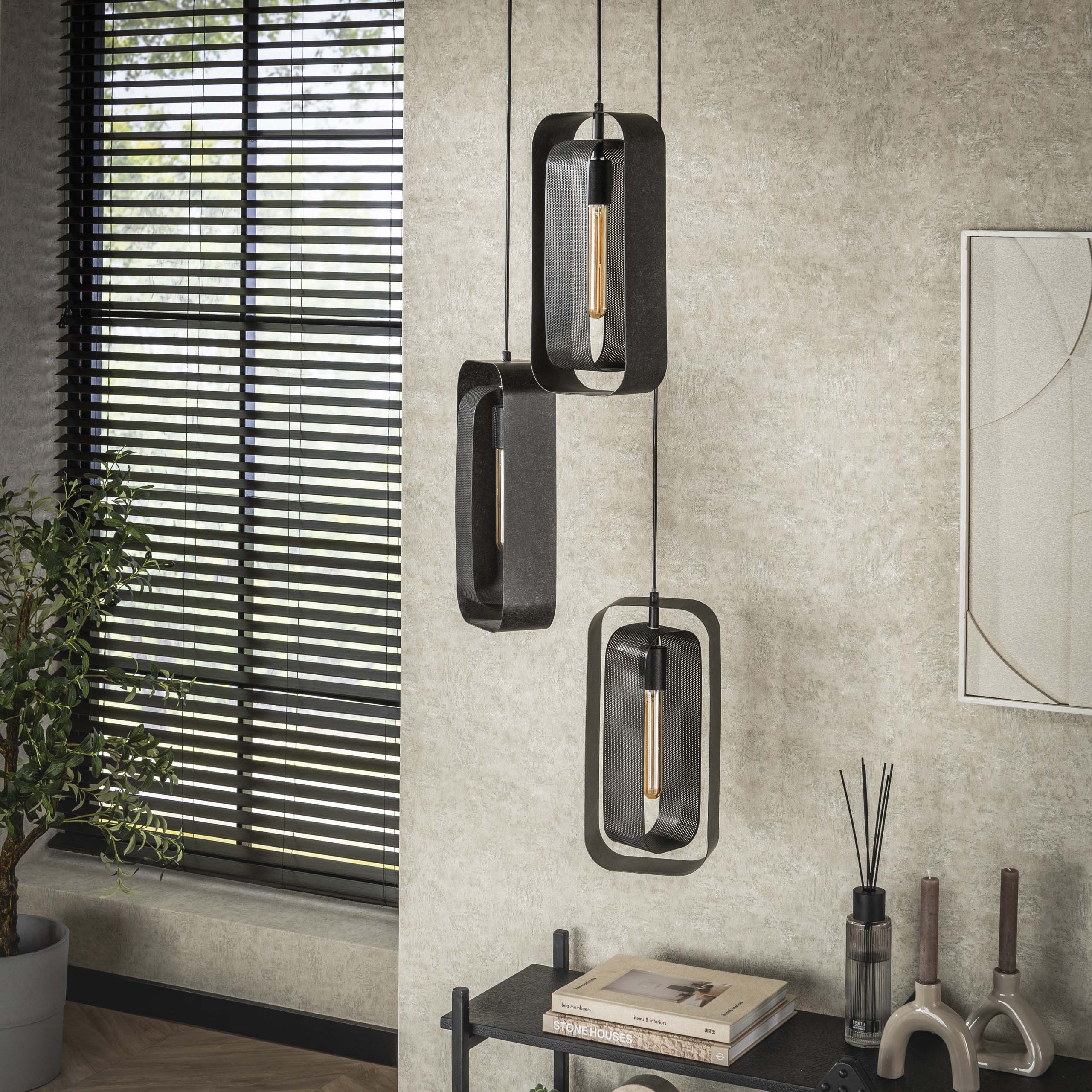 Hanglamp Mesh Rotate | Getrapt | 3-Lichts | Artic zwart