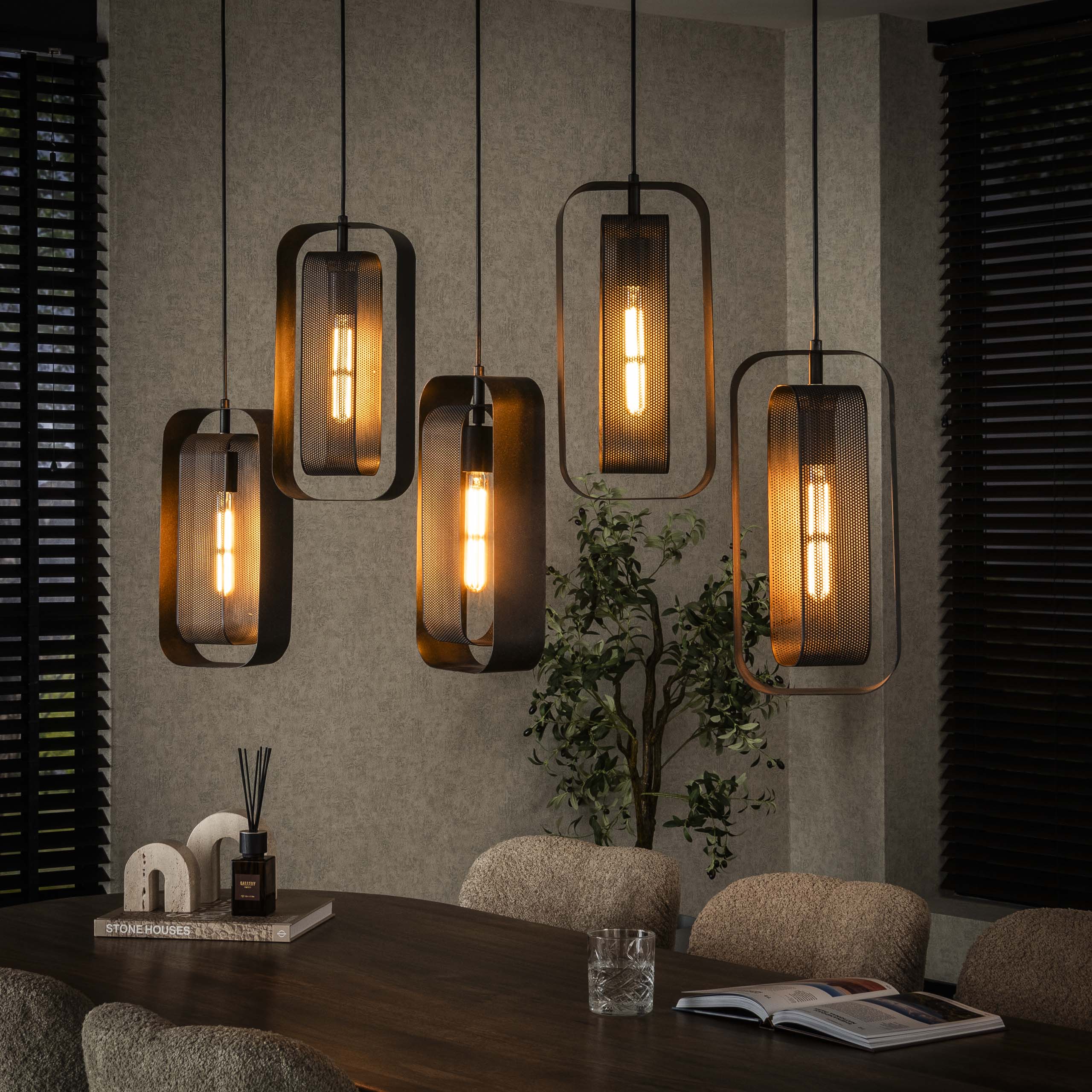 Hanglamp Mesh Rotate | 5-Lichts | Artic zwart