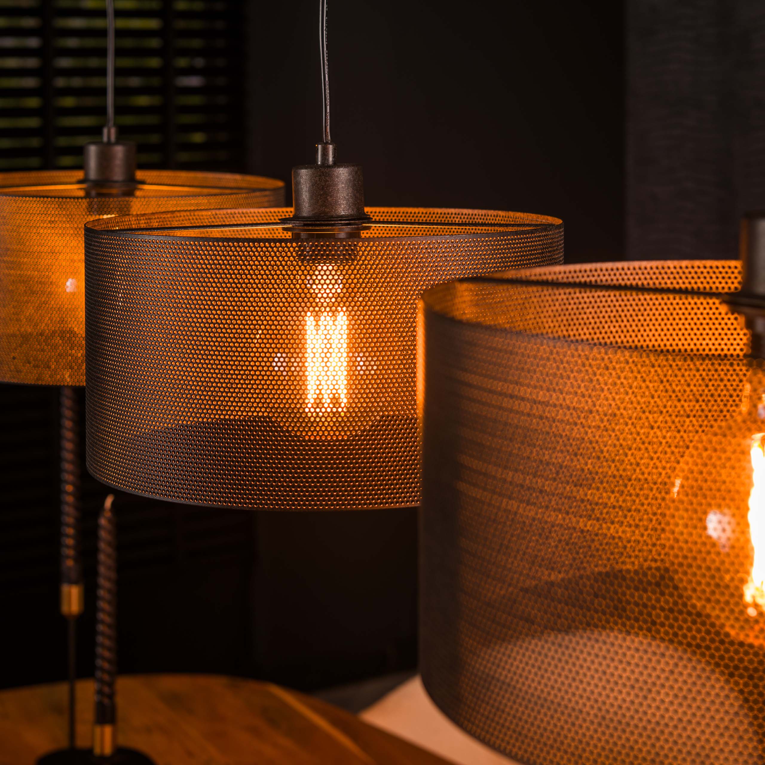 Hanglamp Mesh Round | 3-Lichts | Artic zwart