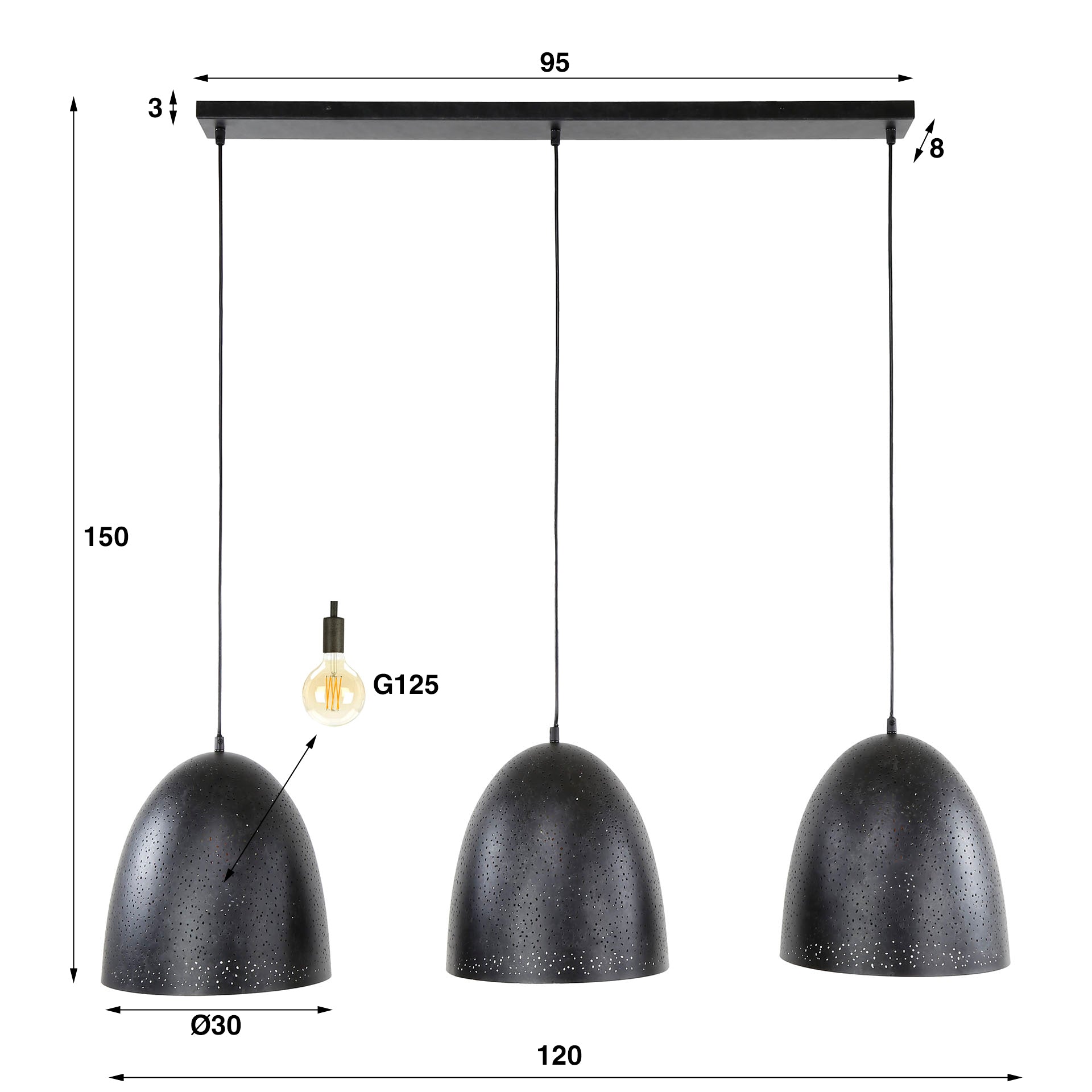 Hanglamp Kosmos | 3-Lichts | Charcoal