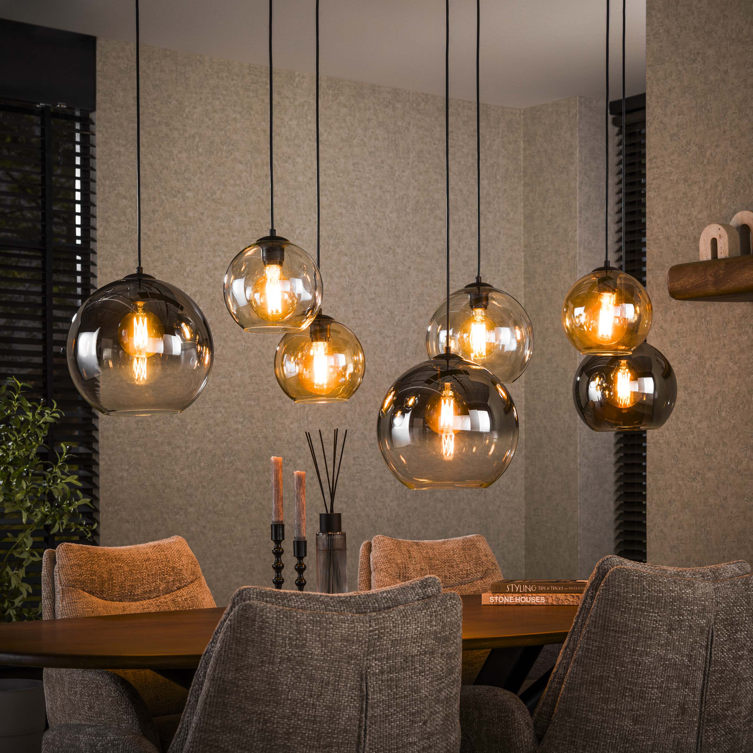 Hanglamp Multi Globe | 7-Lichts | Artic zwart