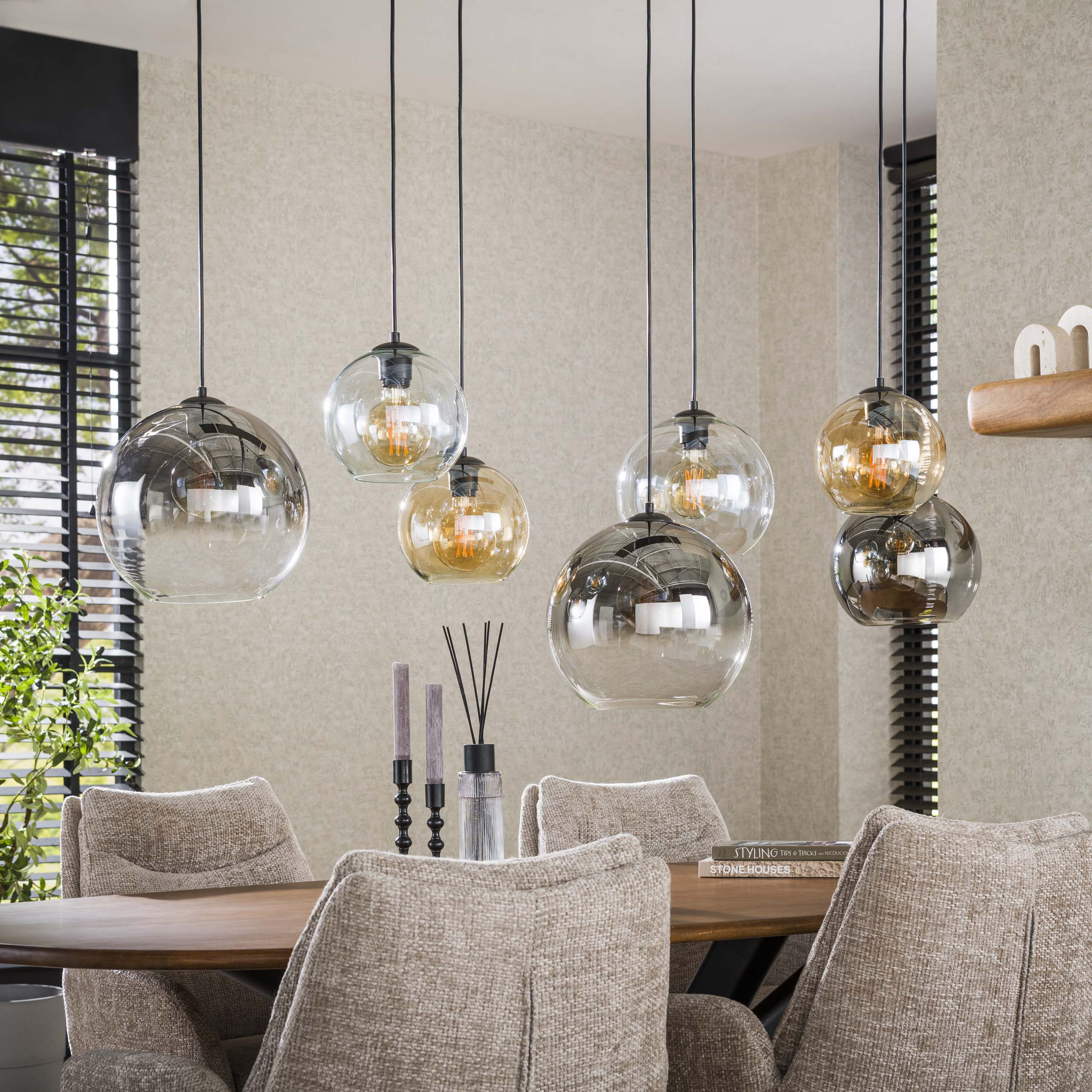 Hanglamp Multi Globe | 7-Lichts | Artic zwart