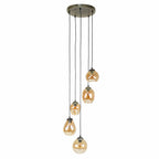 Hanglamp Mix | Getrapt | 5-Lichts Amber glas