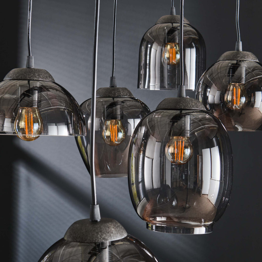 Hanglamp Mix | Getrapt 5-lichts | Chroom Glas