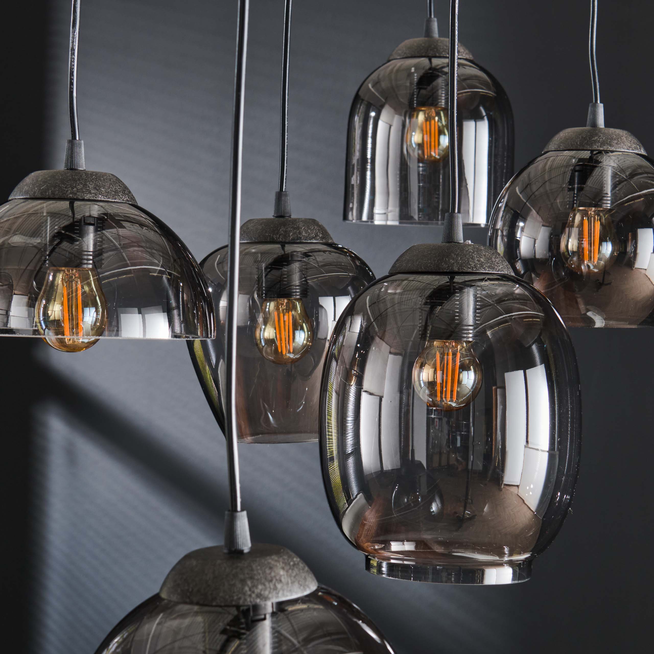 Hanglamp Mix | Getrapt 5-lichts | Chroom Glas