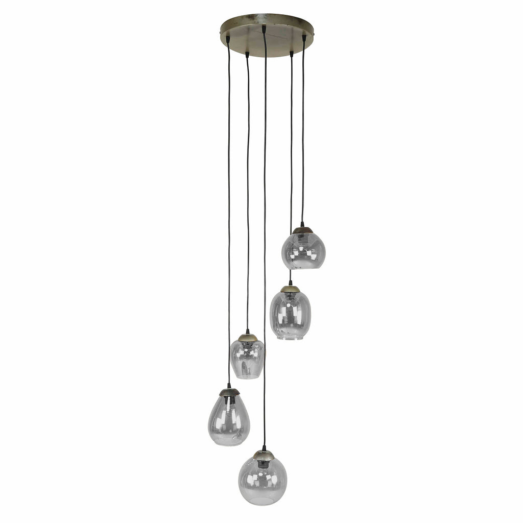 Hanglamp Mix | Getrapt 5-lichts | Chroom Glas