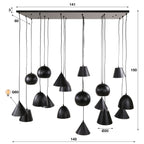 Hanglamp Metal XXL | 18-Lichts | Artic zwart