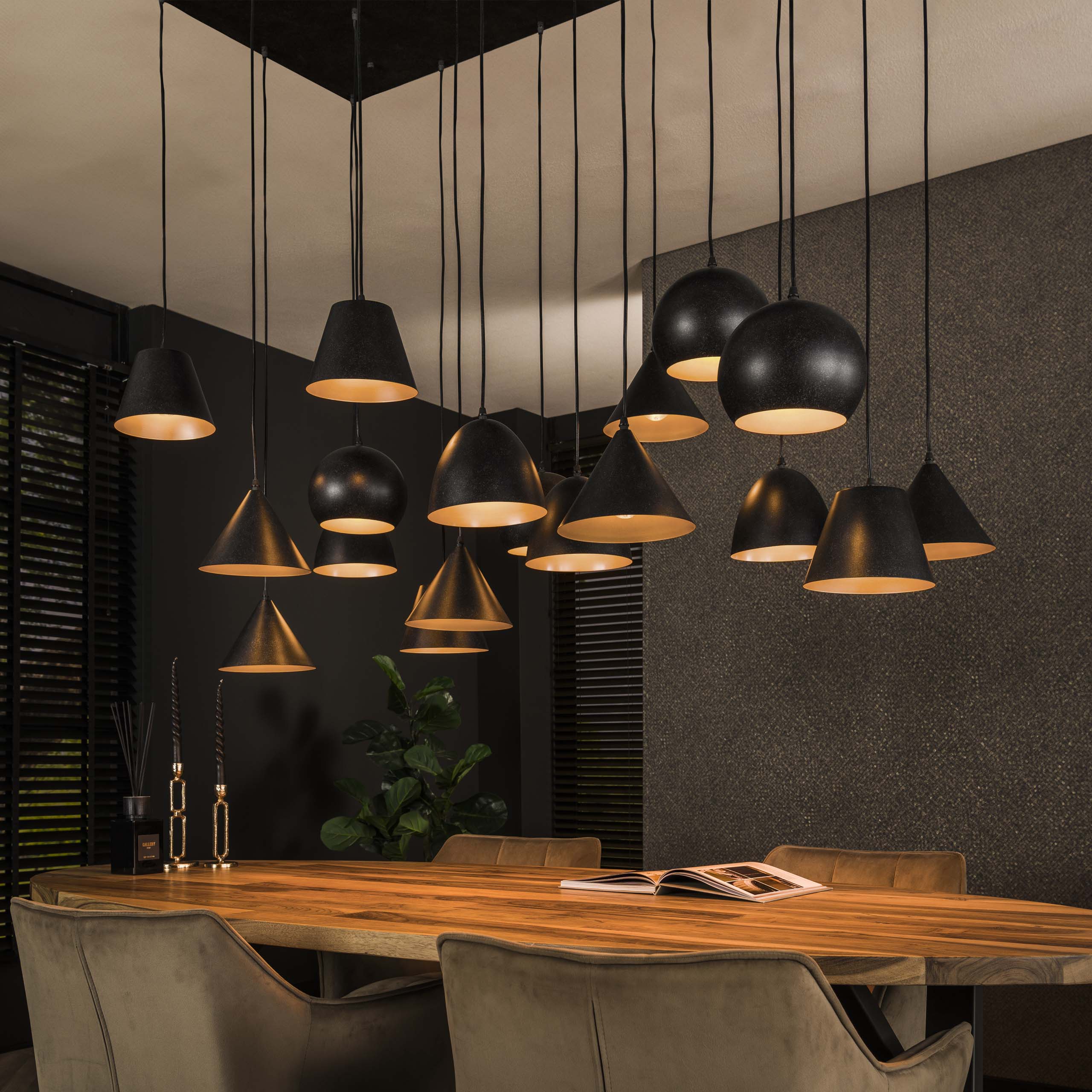Hanglamp Metal XXL | 18-Lichts | Artic zwart