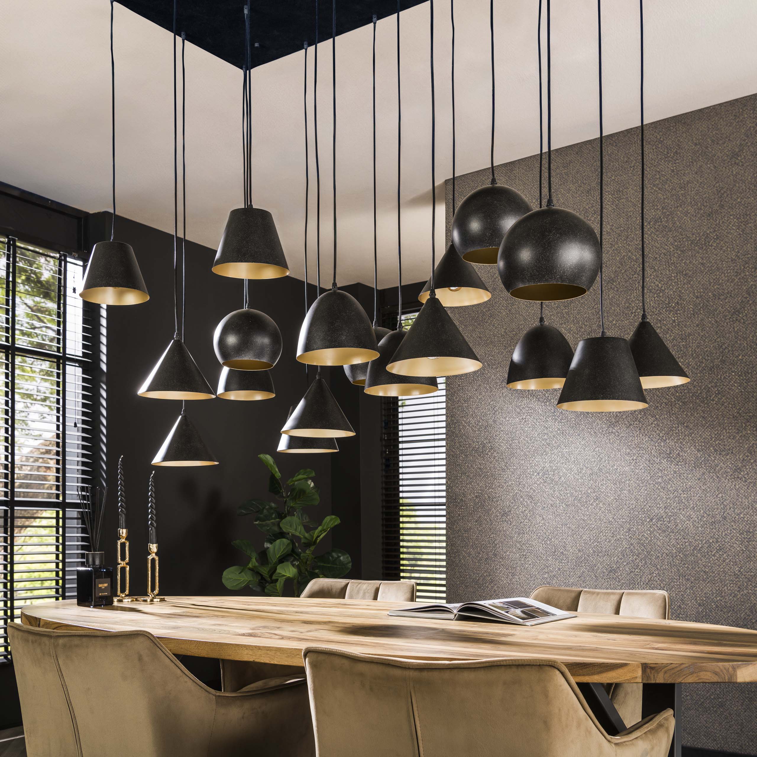 Hanglamp Metal XXL | 18-Lichts | Artic zwart