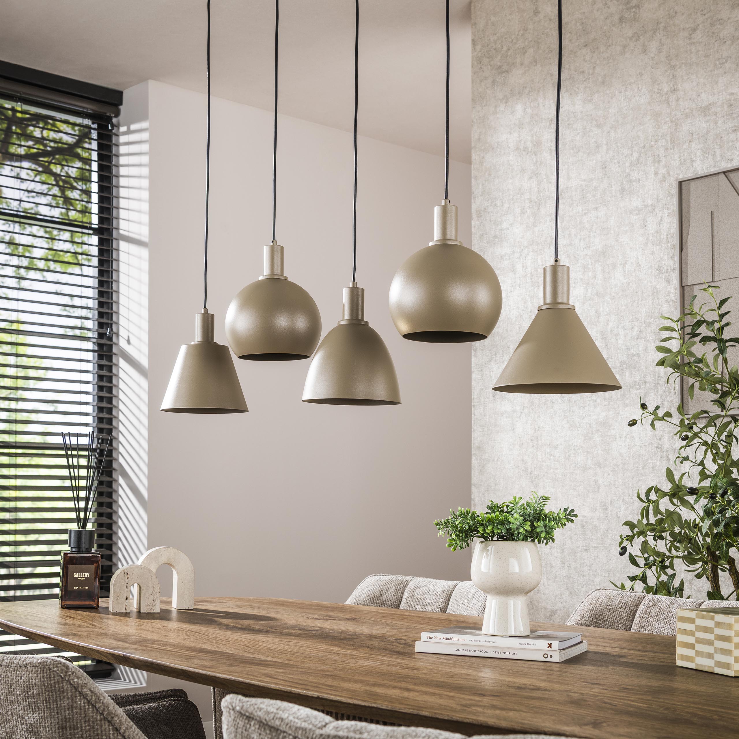 Hanglamp Metallo | 5-Lichts | Beige