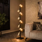 Vloerlamp Cylinder Glass | 8-Lichts | Artic zwart