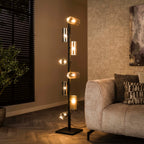 Vloerlamp Cylinder Glass | 8-Lichts | Artic zwart