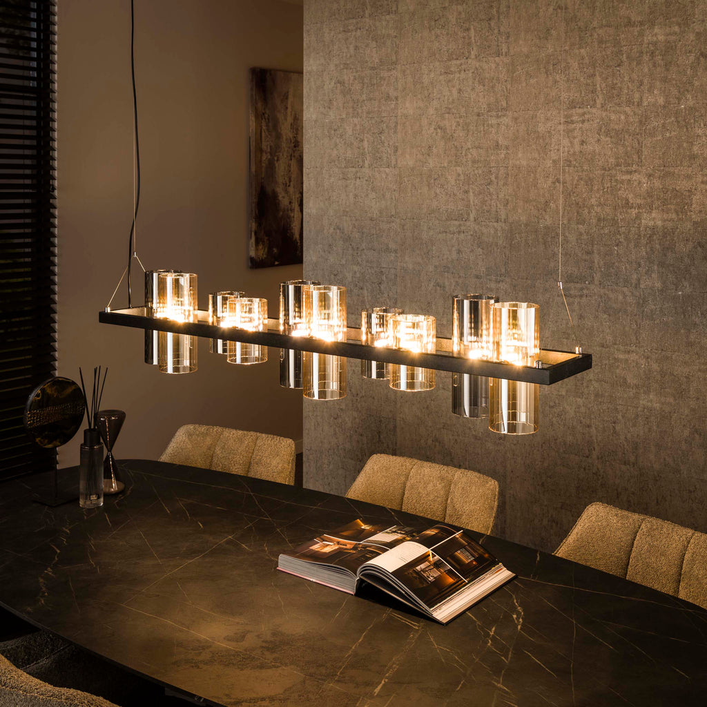 Hanglamp Cylinder Glass | 10-Lichts | Artic zwart