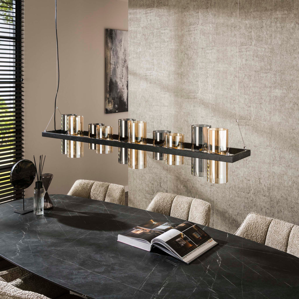 Hanglamp Cylinder Glass | 10-Lichts | Artic zwart