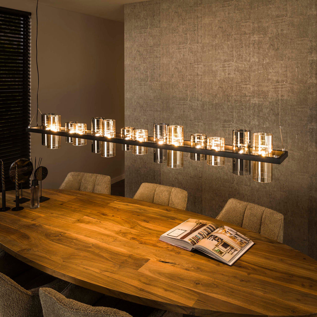 Hanglamp Cylinder Glass | 14-Lichts | Artic zwart