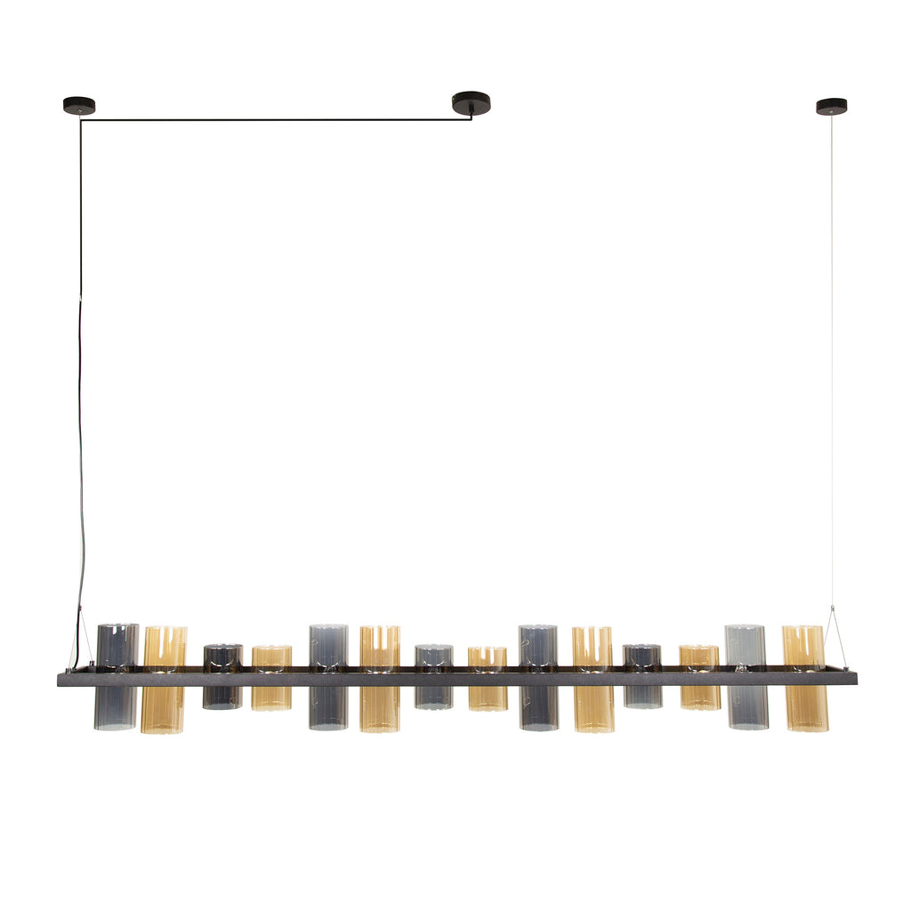 Hanglamp Cylinder Glass | 14-Lichts | Artic zwart