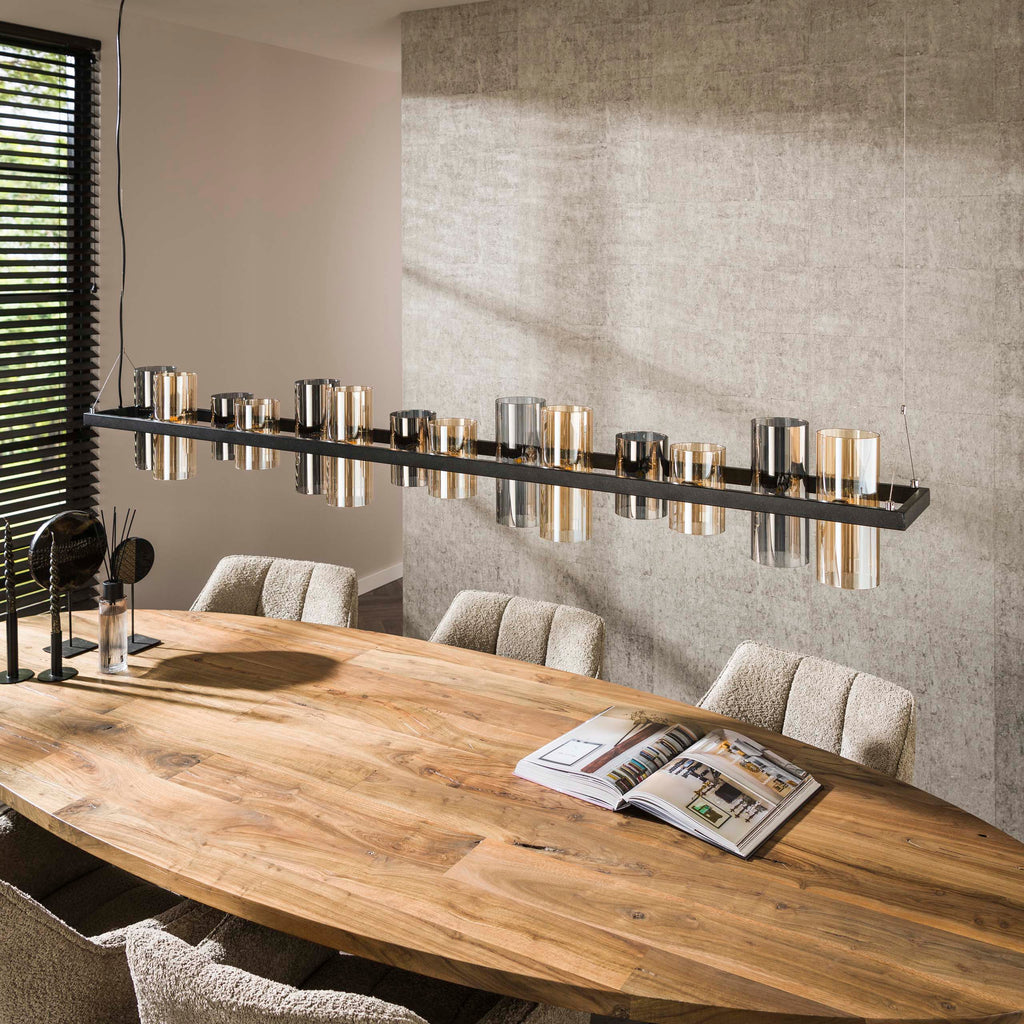 Hanglamp Cylinder Glass | 14-Lichts | Artic zwart