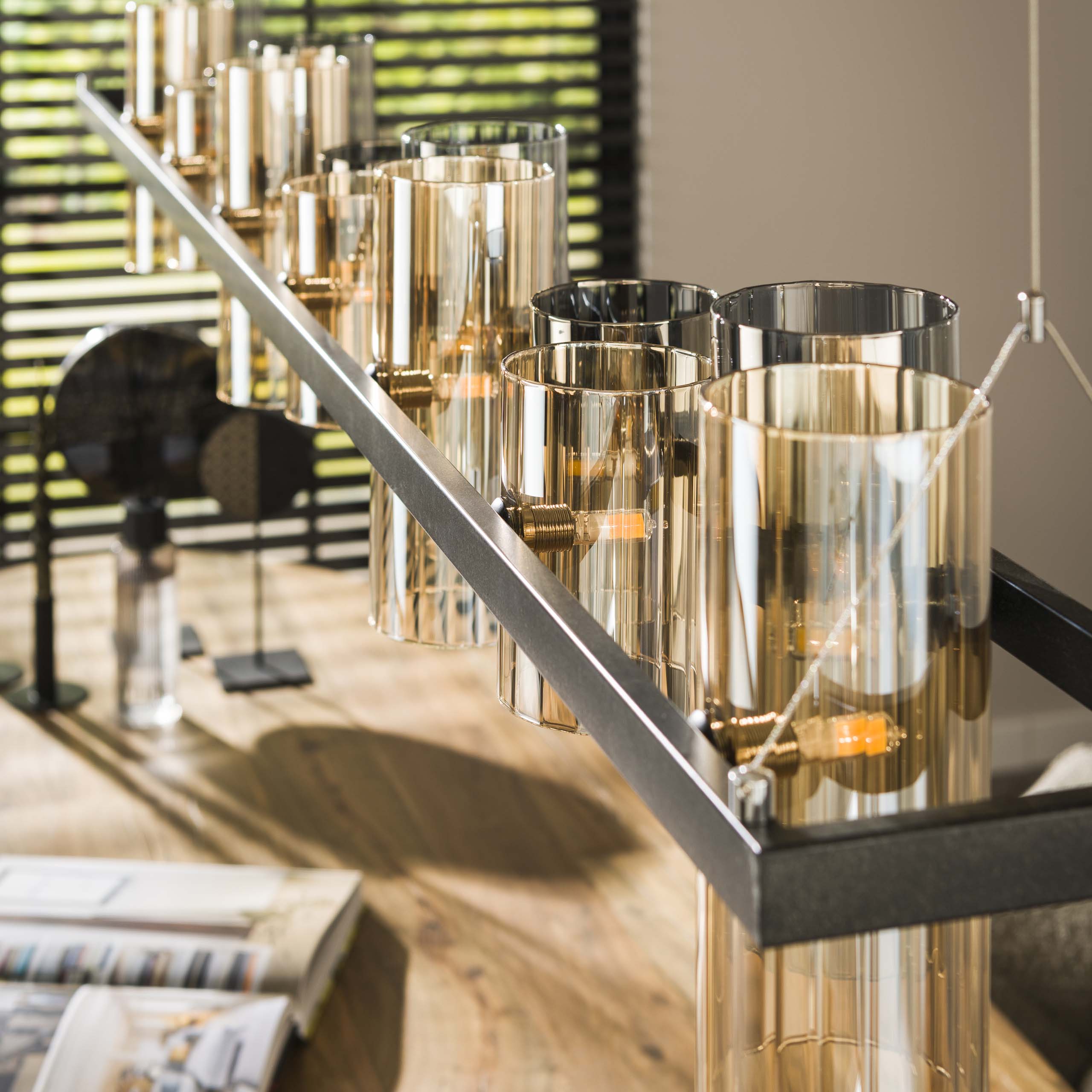 Hanglamp Cylinder Glass | 14-Lichts | Artic zwart