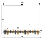 Hanglamp Cylinder Glass | 14-Lichts | Artic zwart