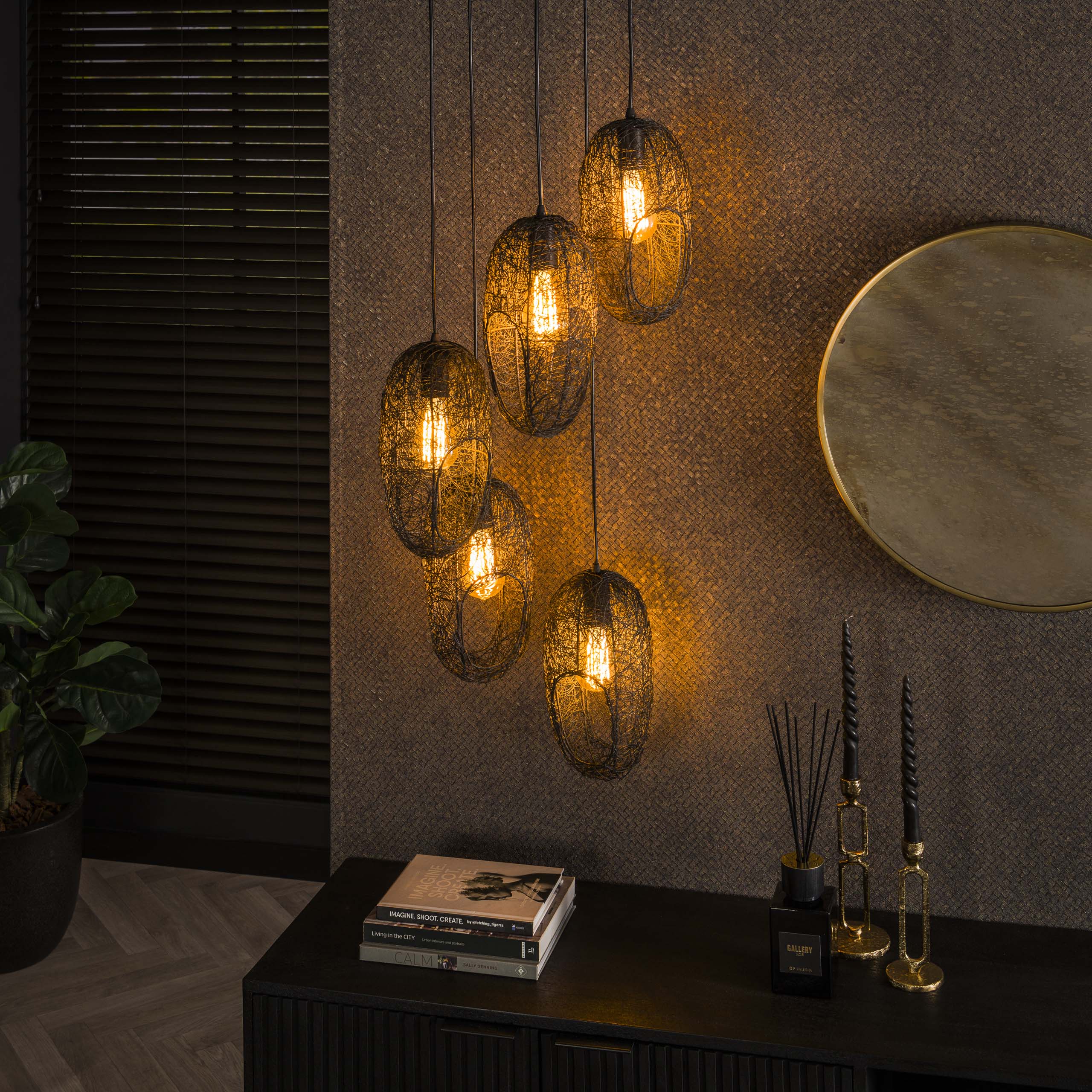 Hanglamp Open Eye | 5-Lichts | Artic zwart
