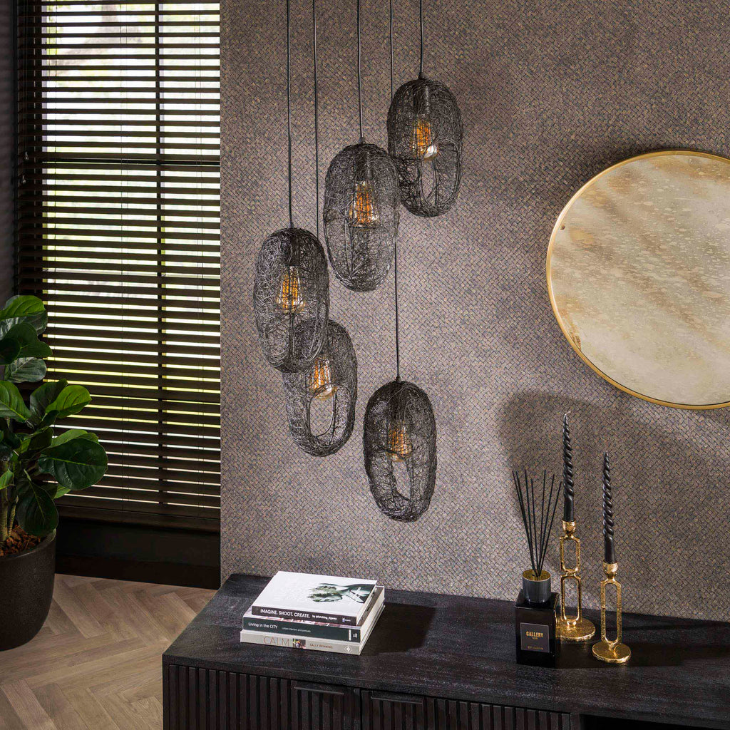 Hanglamp Open Eye | 5-Lichts | Artic zwart