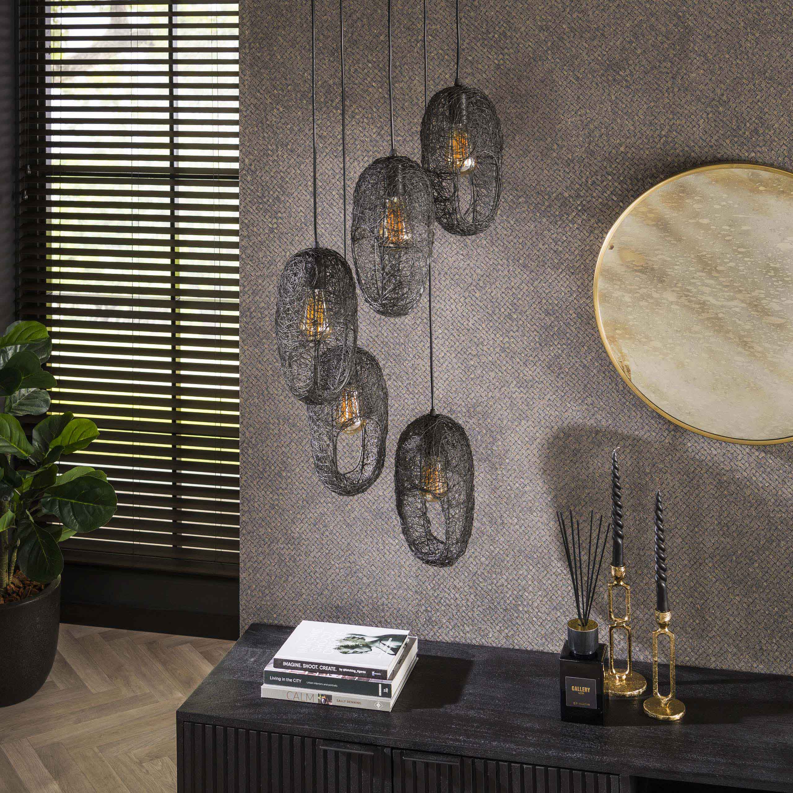 Hanglamp Open Eye | 5-Lichts | Artic zwart