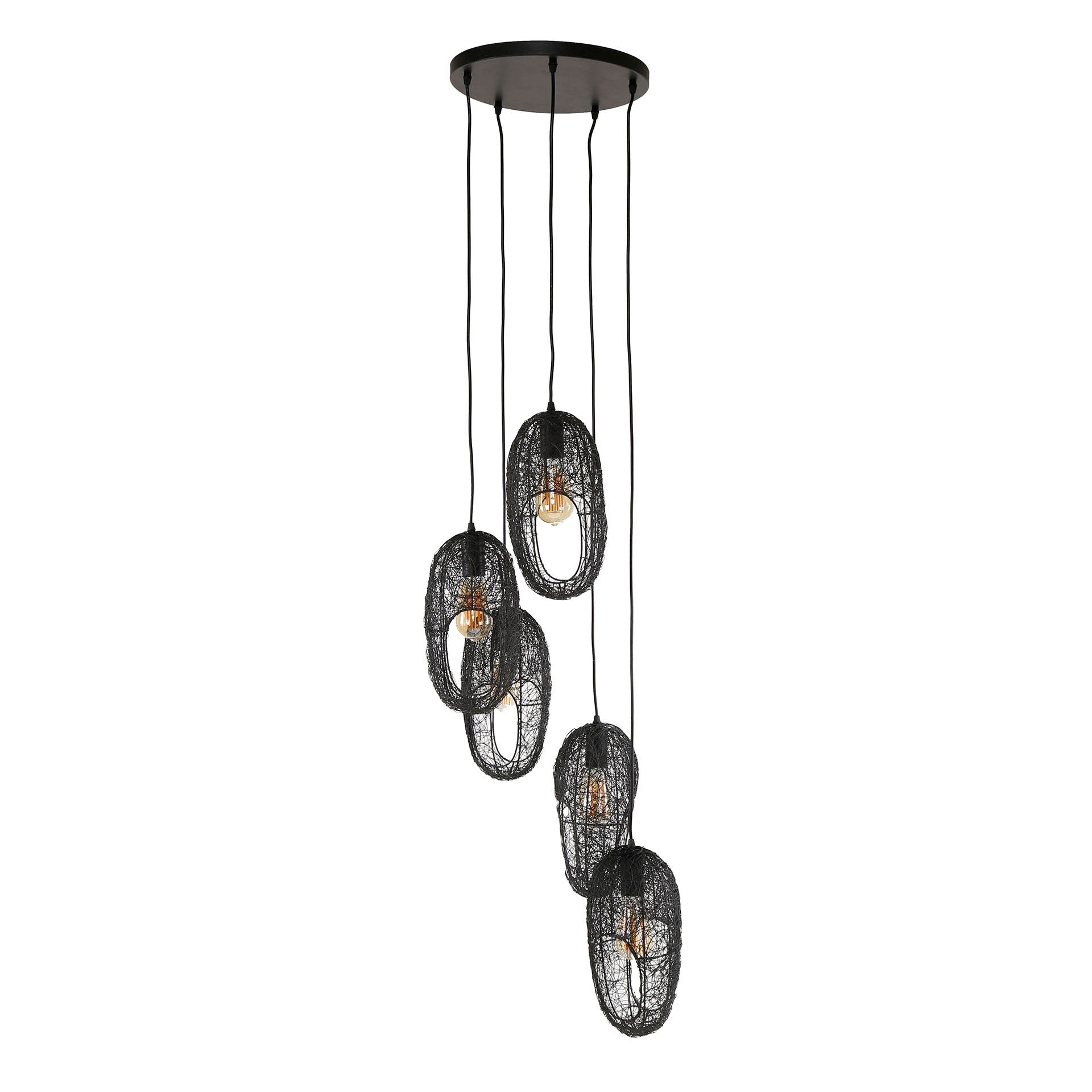 Hanglamp Open Eye | 5-Lichts | Artic zwart