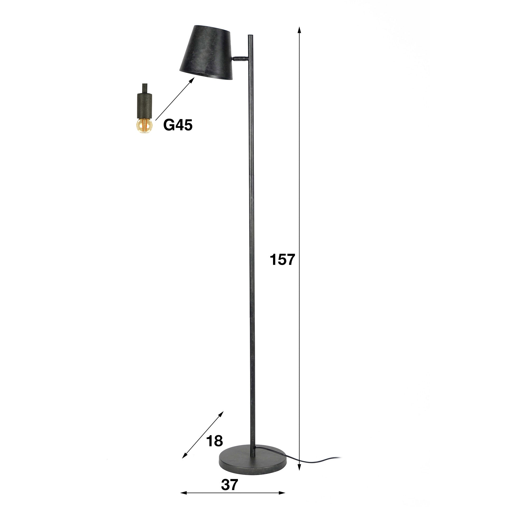 Vloerlamp Flex | 1-Lichts | Charcoal