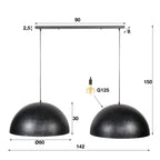 Hanglamp Dome | 2-Lichts | Charcoal Ø60cm