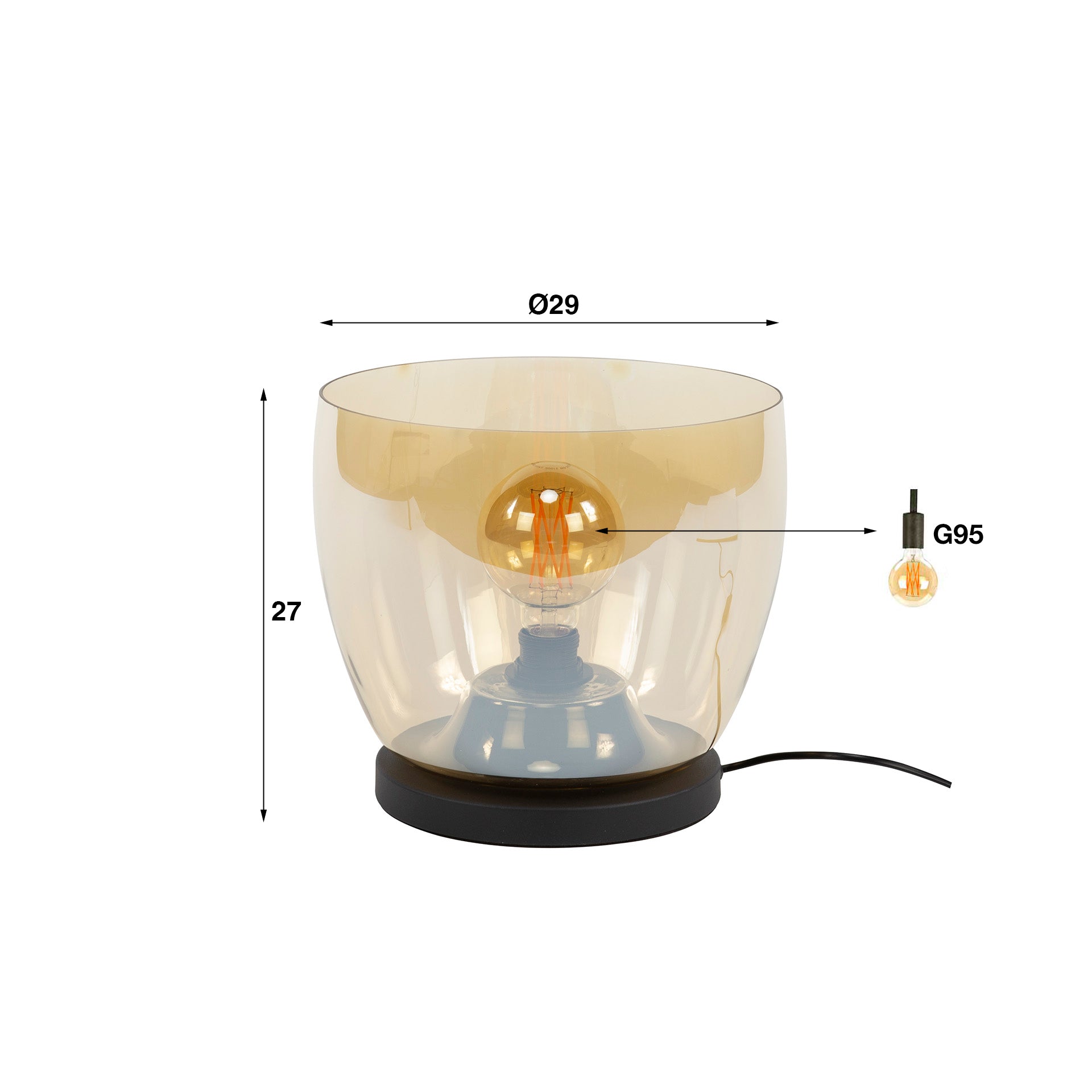 Vloerlamp UP L | 1-Lichts | Amber glas