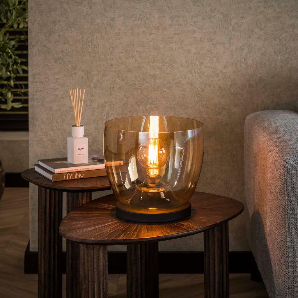 Vloerlamp UP L | 1-Lichts | Amber glas