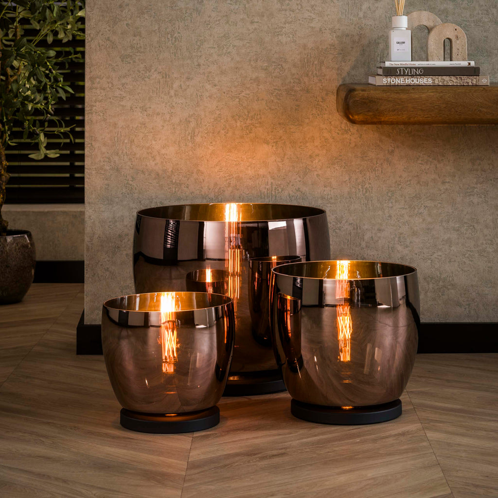 Vloerlamp UP L | 1-Lichts | Koper Glas
