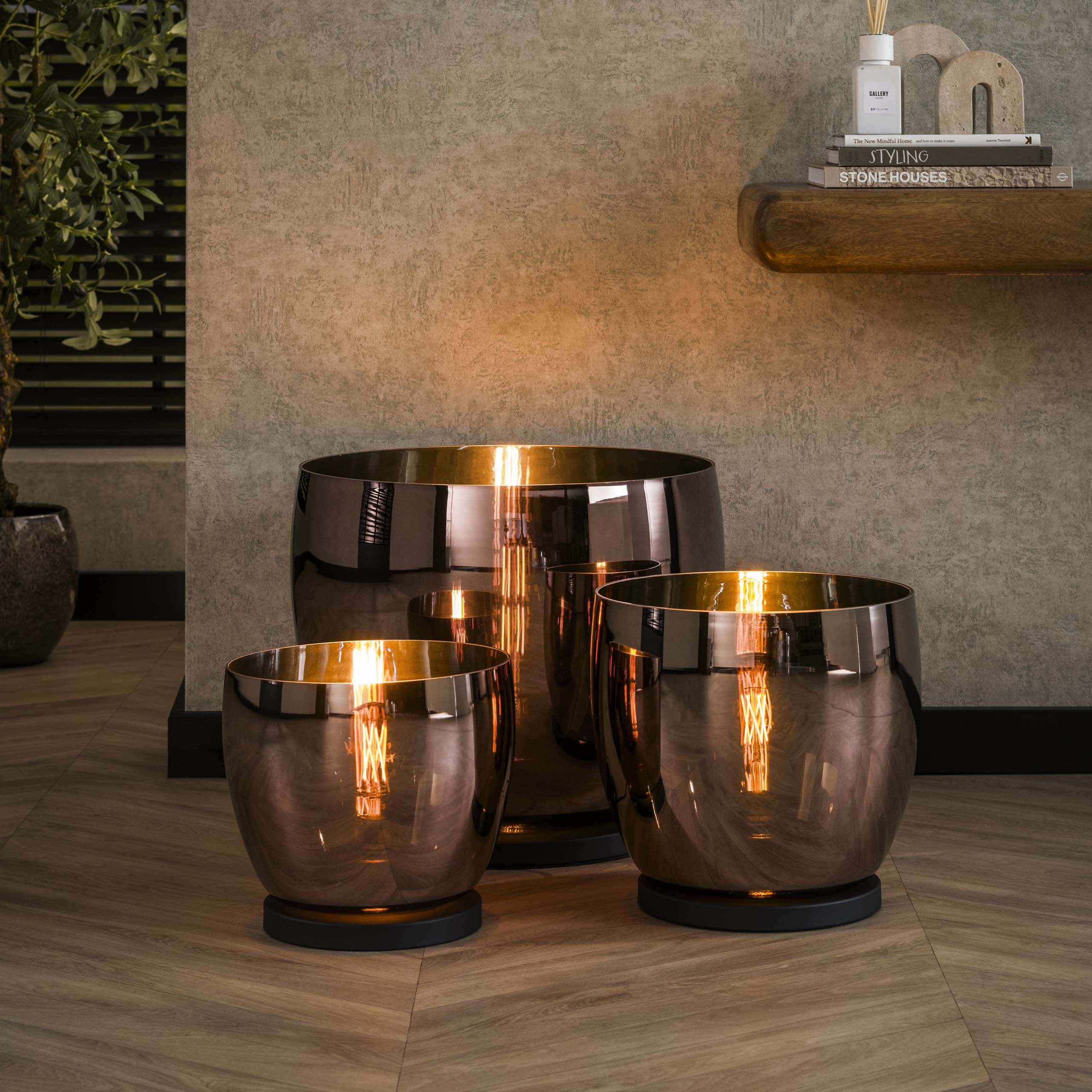 Vloerlamp UP L | 1-Lichts | Koper Glas