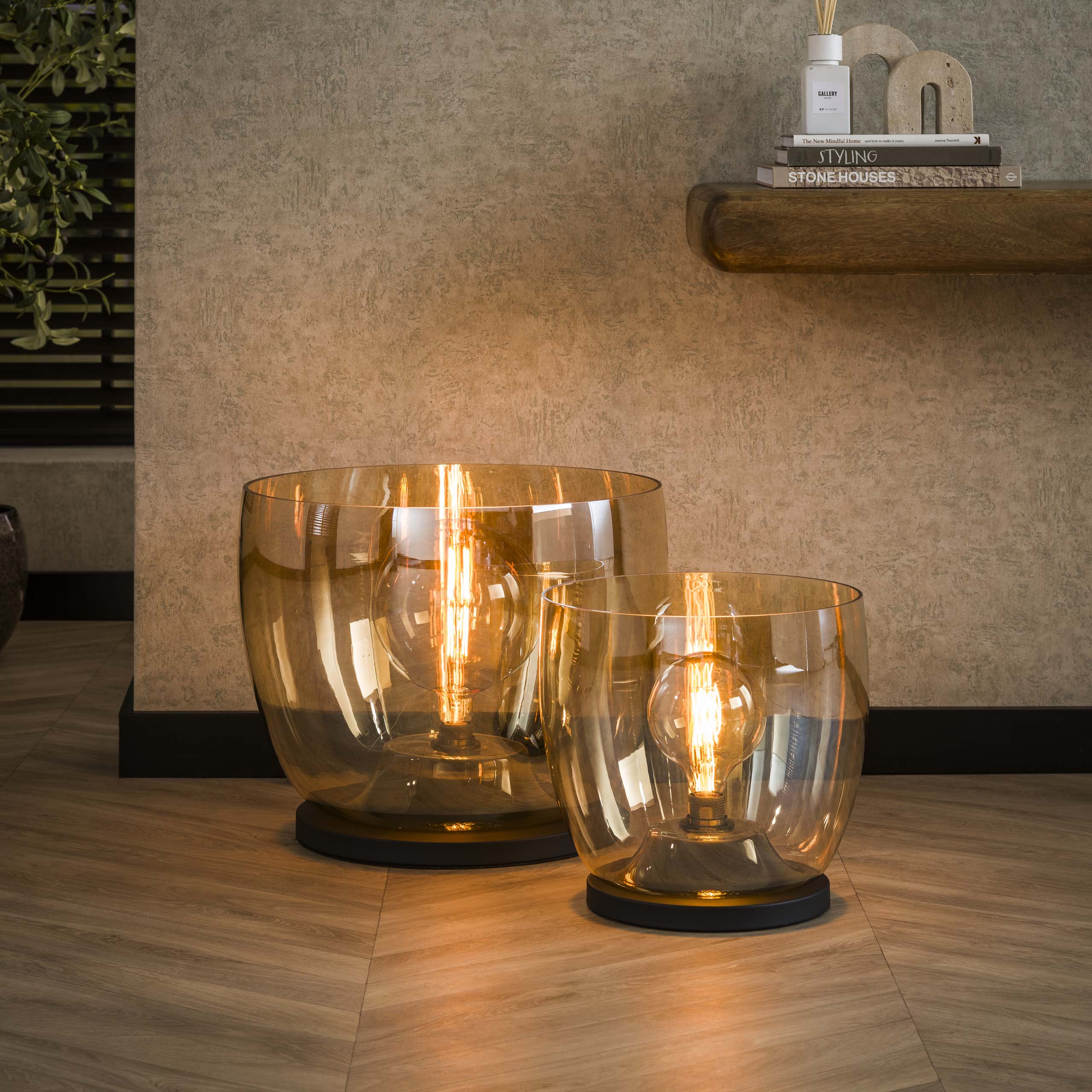 Vloerlamp UP XL | 1-Lichts | Amber glas