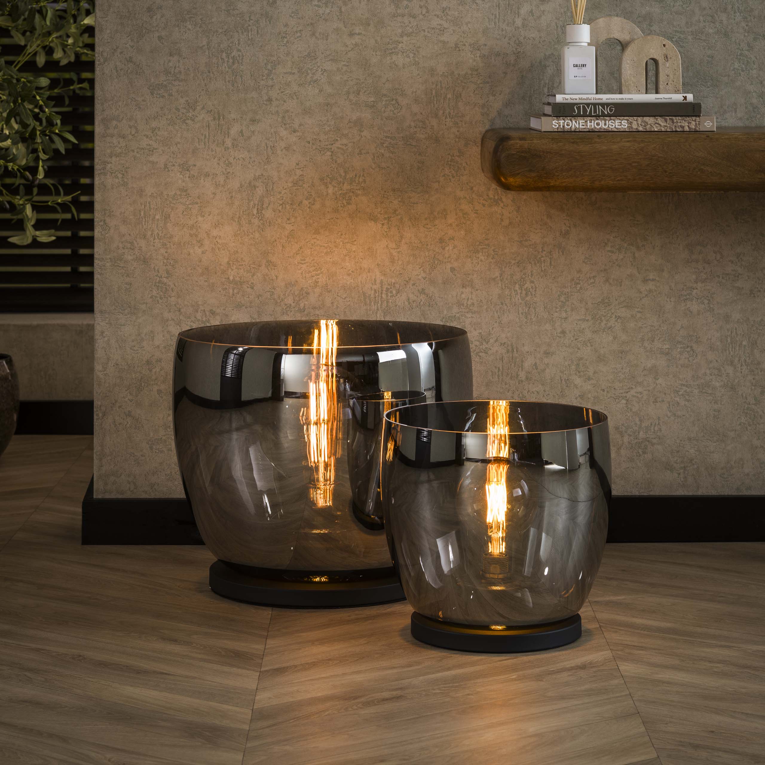 Vloerlamp UP XL | 1-Lichts | Smoke Grey Glas