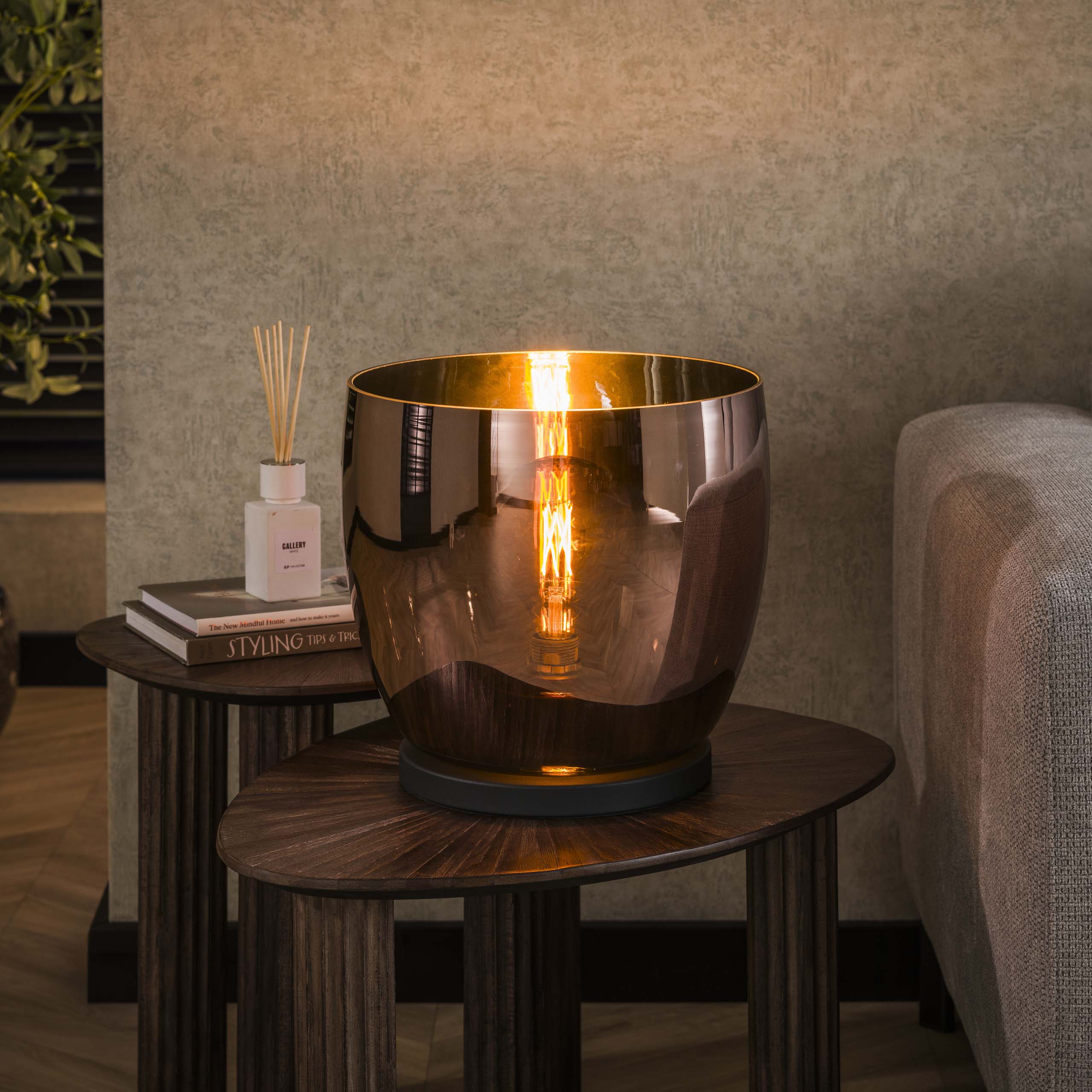 Vloerlamp UP XL | 1-Lichts | Koper Glas