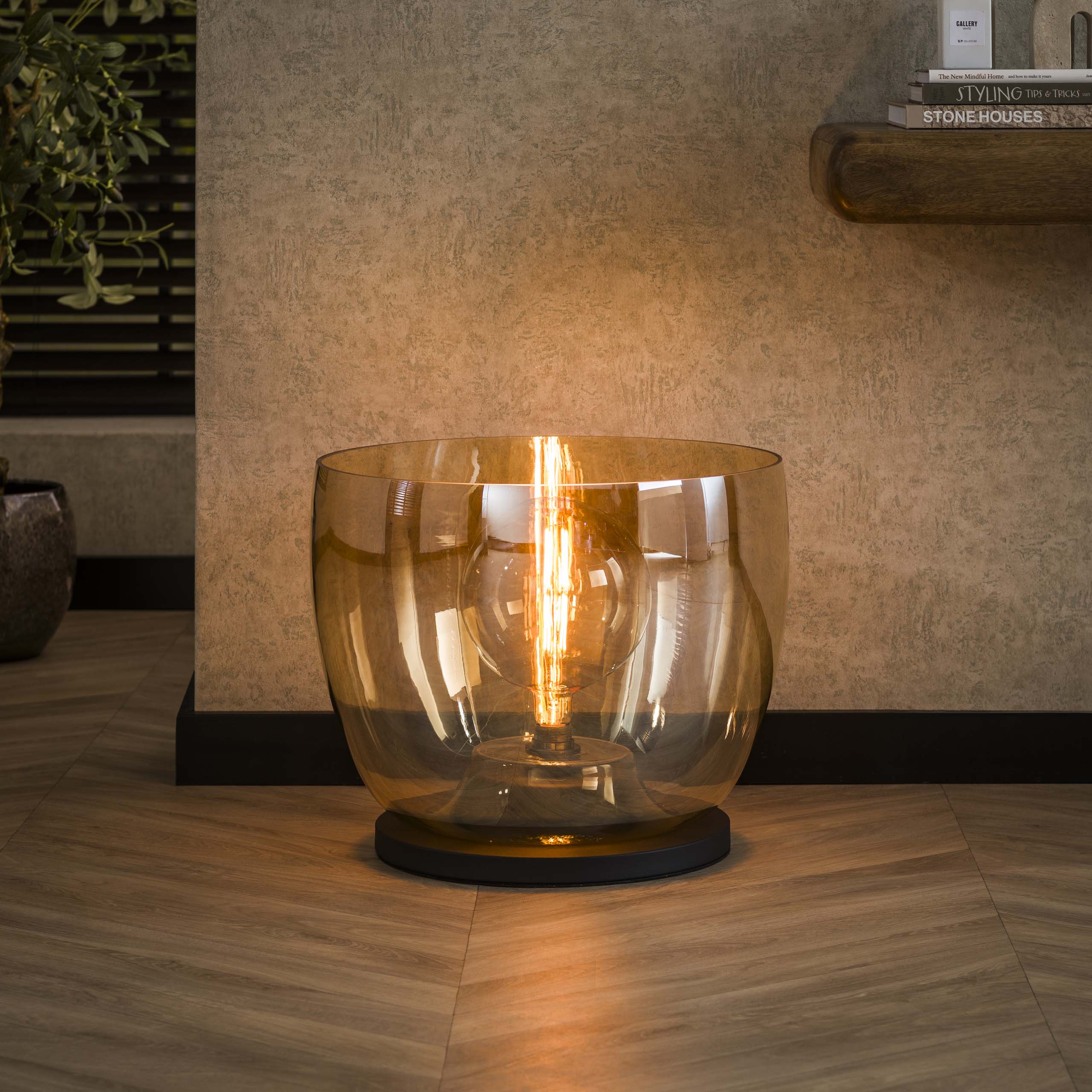 Vloerlamp UP XXL | 1-Lichts | Amber glas