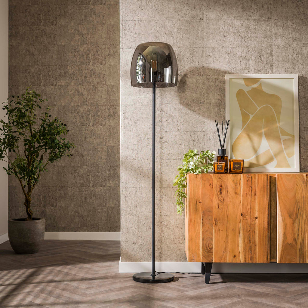 Vloerlamp Drift Glass | 1-Lichts | Smoke grey glas