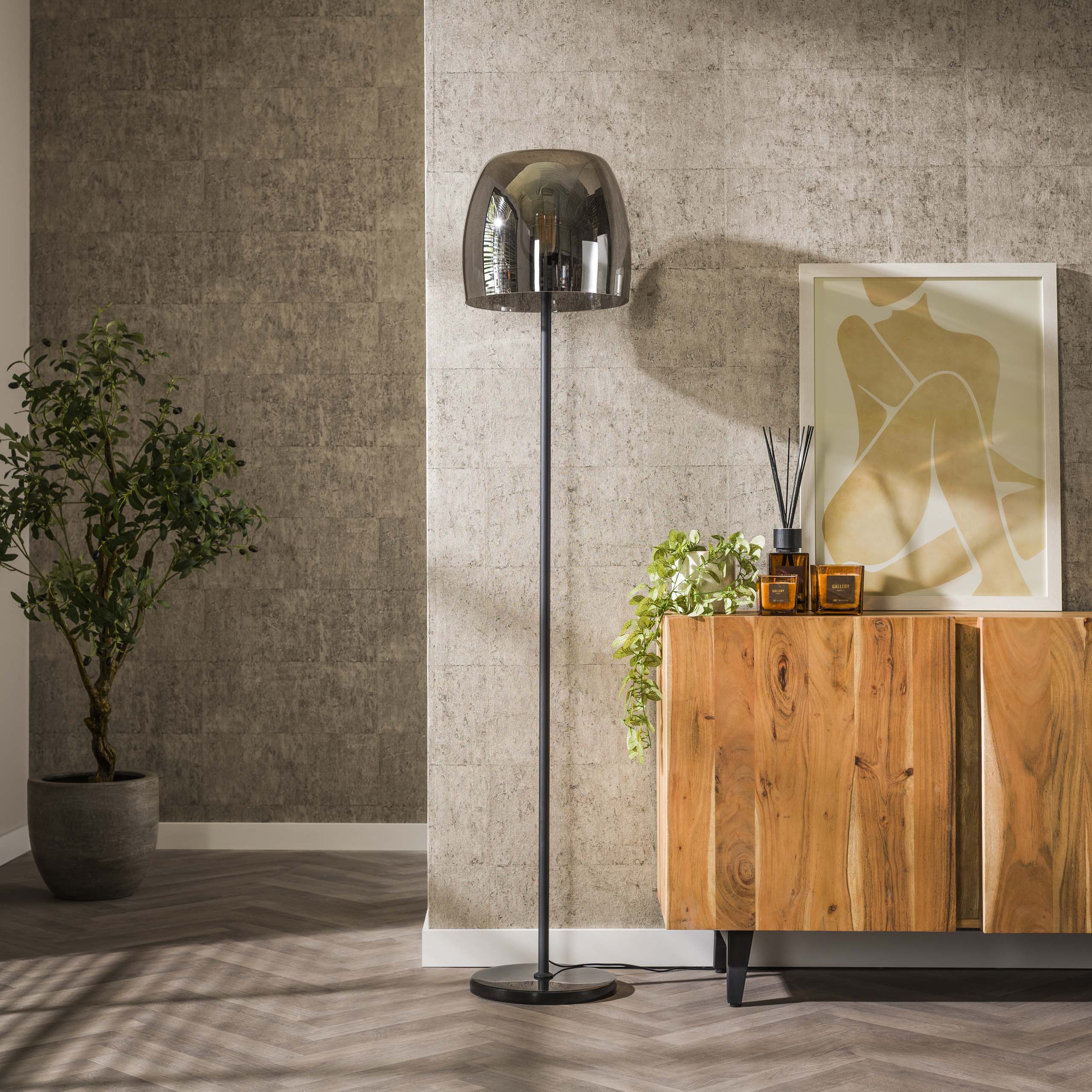 Vloerlamp Drift Glass | 1-Lichts | Smoke grey glas
